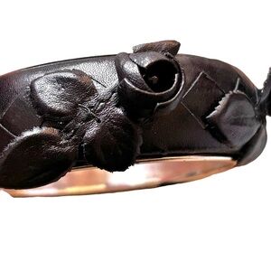 Bottega Veneta Sterling Silver Leather Floret Woven Bangle Bracelet EUC 2 3/4 x1